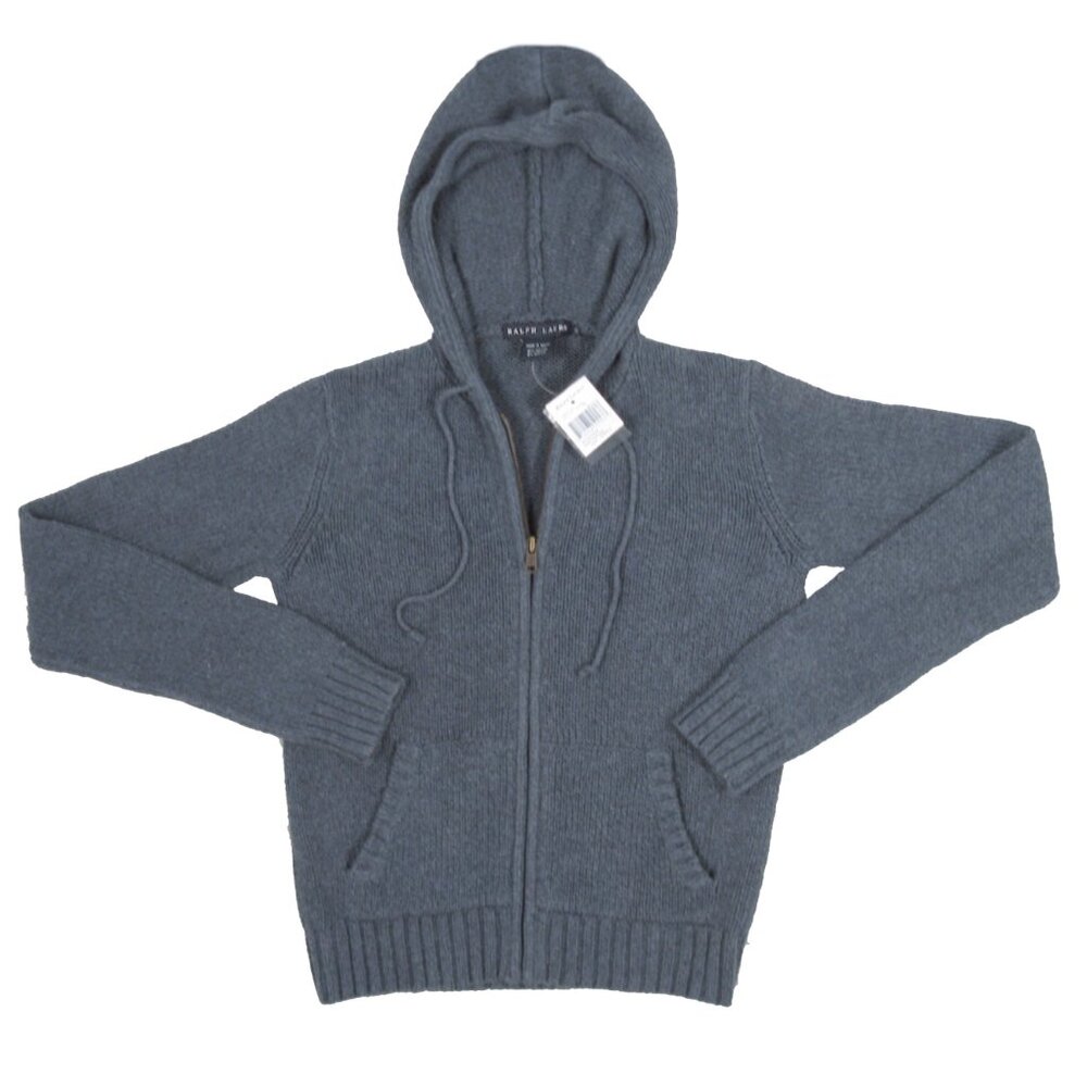 NEW Polo Ralph Lauren Hoodie Cardigan Sweater! Sm Choice of Blue or Oatmeal Tan